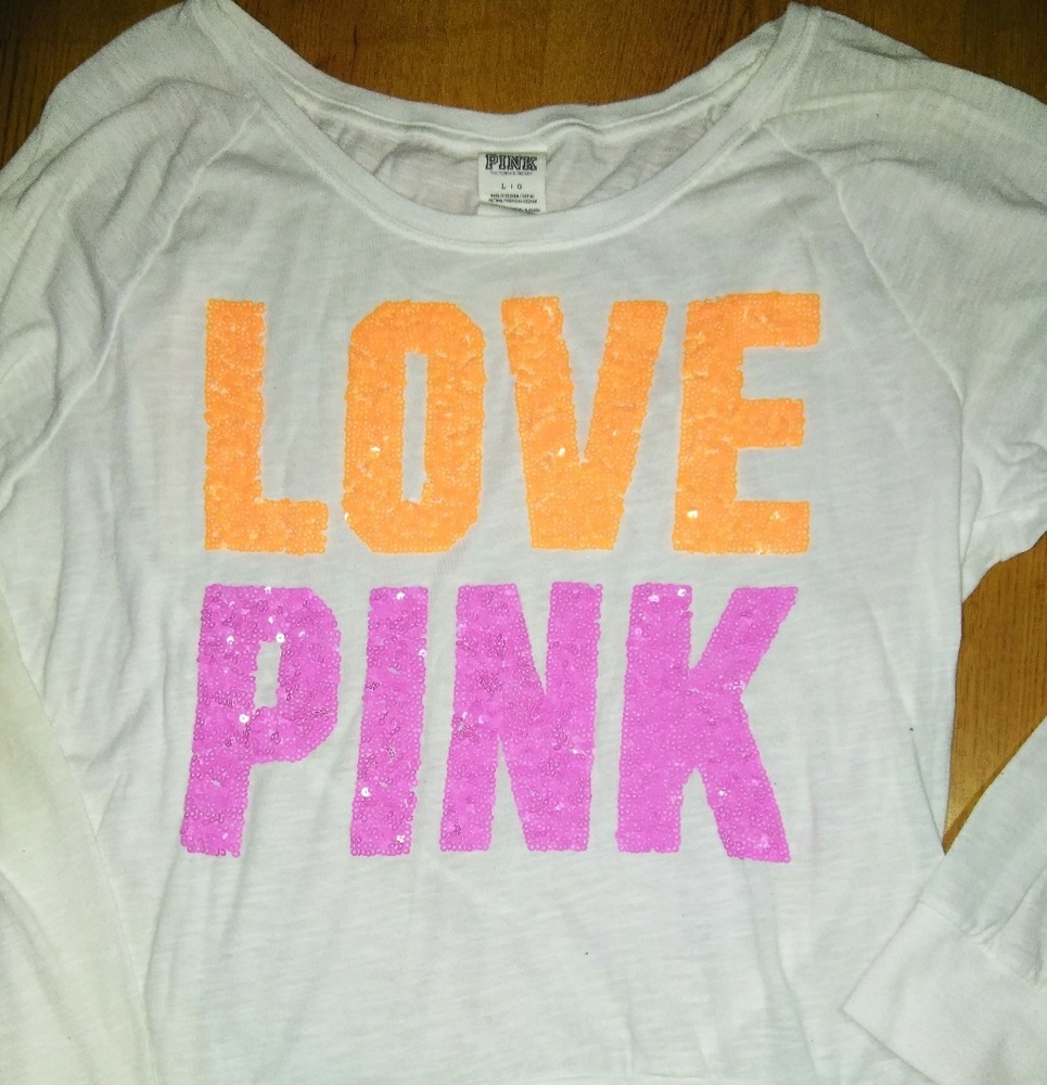 VICTORIA'S SECRET LS TEE Neon Sequin Embellishment